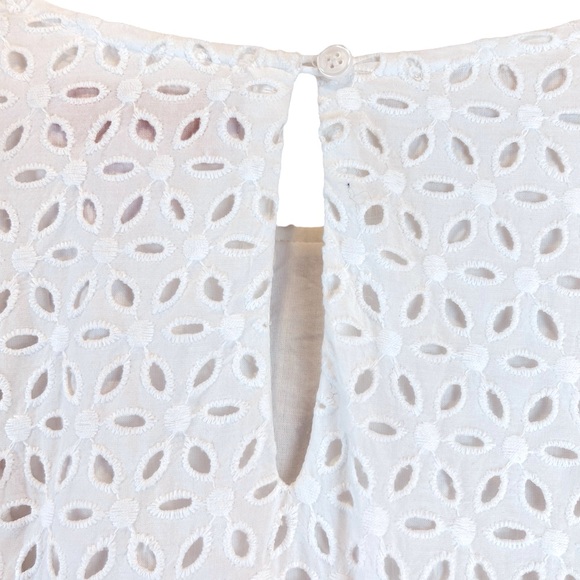 Rachel Parcell Ruffle Detail Cotton Eyelet Blouse Short Sleeve Sz S - Picture 9 of 11